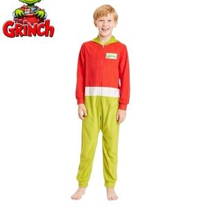 The Grinch Kids Red and Green One Piece Footie size 6/7